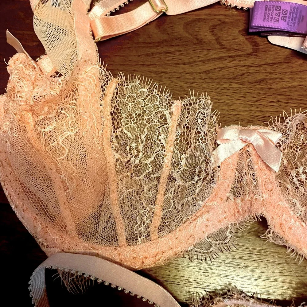 L’Agent Agent Provocateur Sheer Lace Underwire Bra in Blush Pink 36C - Picture 2 of 4